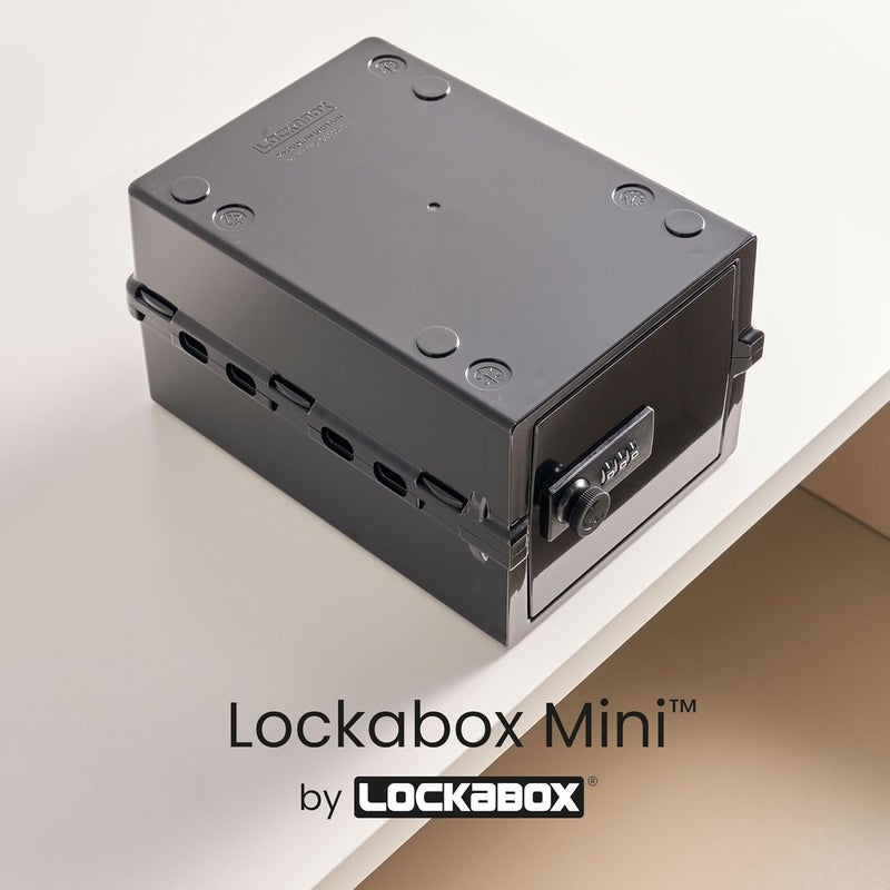 Lockabox Mini™ | Small Lock Box with Combination Lock (Half Letter Sized) | Mini Lockable Box for Small Medicines, Snacks & Mobile Phones | External Size 8.8 x 6.1 x 4.7 Inches (Jet) - Image 2